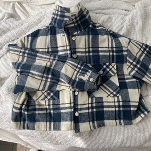 Cropped flannel shacket